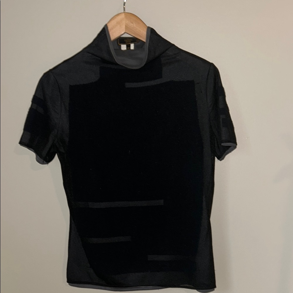 Fendi Black Short-Sleeve Turtleneck Sweater